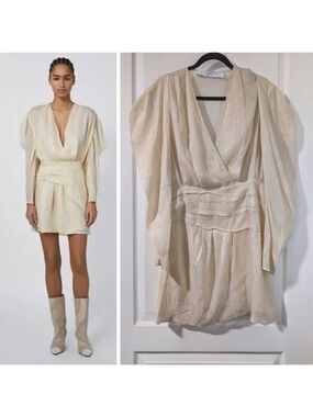 IRO | Lorelle wrap-effect pleated lamé mini dress